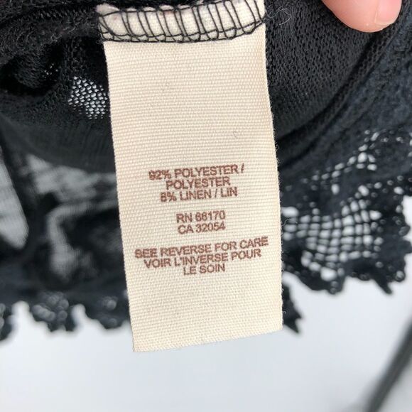 FREE‎ PEOPLE Black Slub Linen Blend Midi Cardigan Crochet - Picture 5 of 8